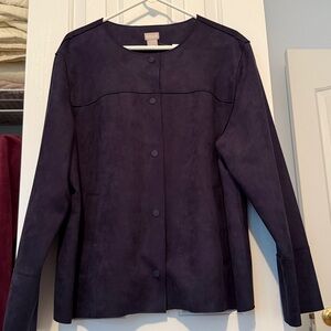 Chico's Rich Navy Scuba Suede Jacket